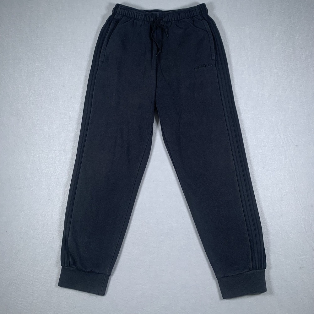 Adidas Joggers Mens Medium Black Fleece 3-Stripe Sweatpants
